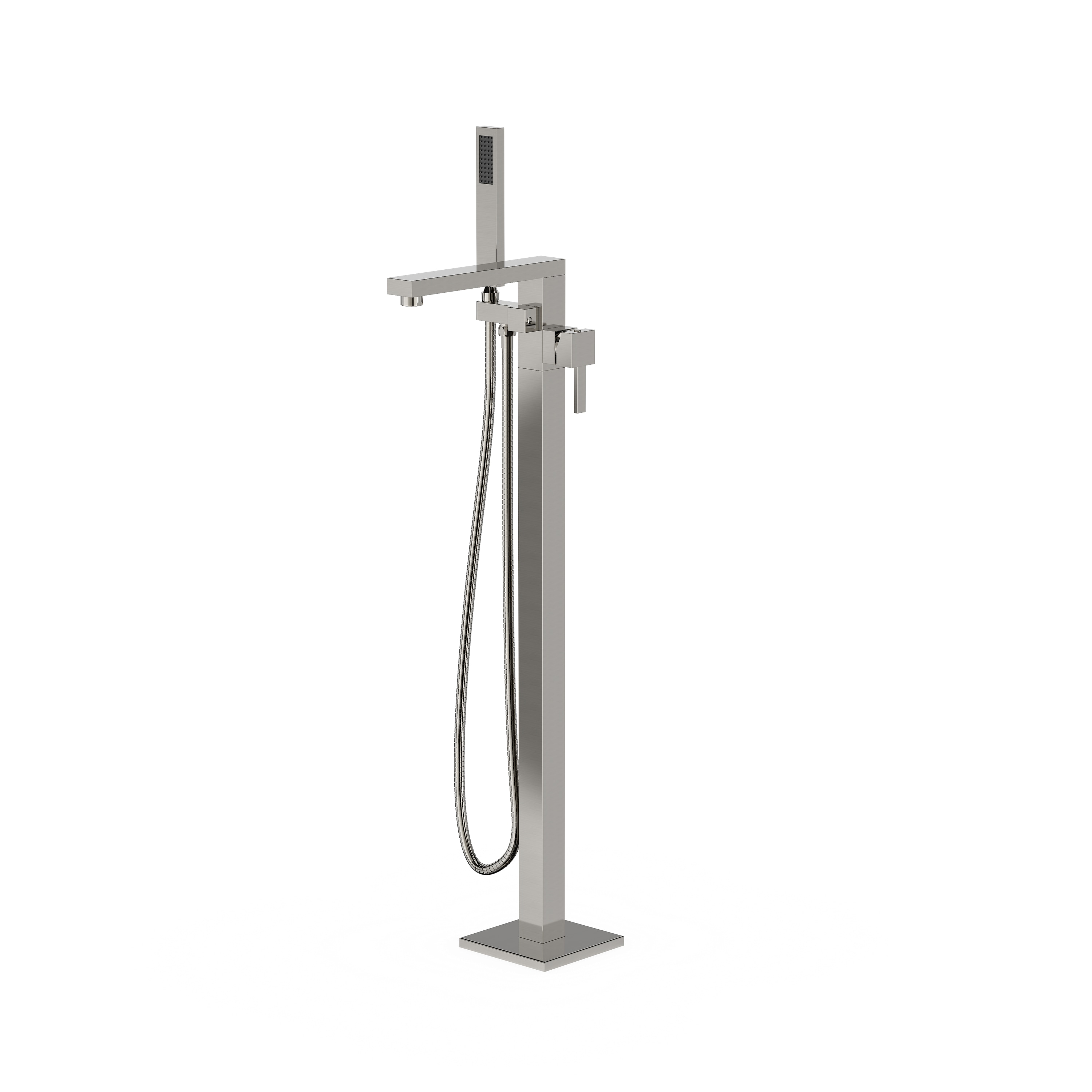 Freestanding Bathtub Faucet Waterfall Tub Filler Brushed Nickel Floor Mount Brass Single Handle Bathroom Faucets With Hand Shower CUPC Watermark Certified Export Trade_voghion.com